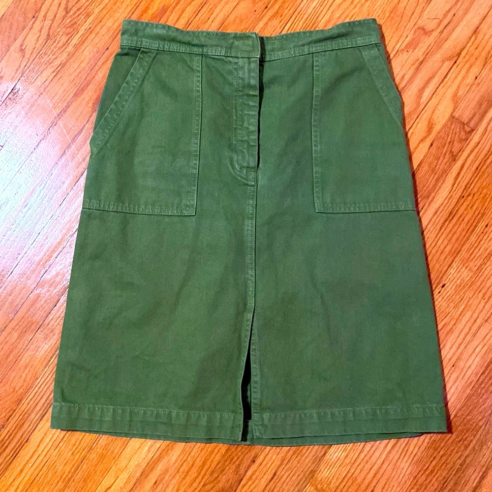 J Crew green army military pencil skirt sz 4